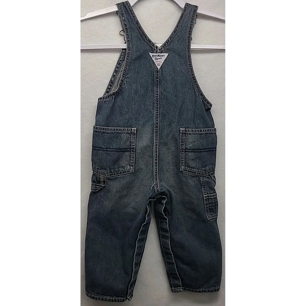 Vtg OshKosh B'Gosh USA Made Acid Wash Overalls 24 Months‎ 3D Bugs sz 6to 9 Month